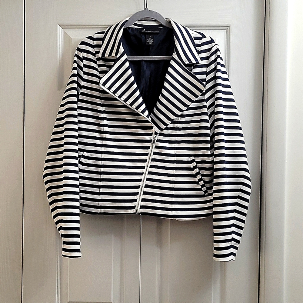 Lane Bryant stripped moto jacket